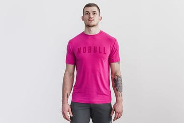 Nobull Men's T Shirts Pink | Australia (EA1935)